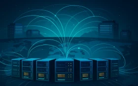 多台高性能GPU服务器通过数据流相连，构成全球网络