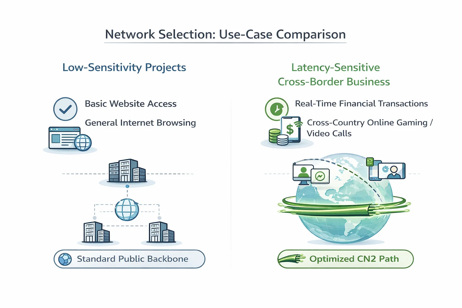 CN2 与 163 适用场景对比图