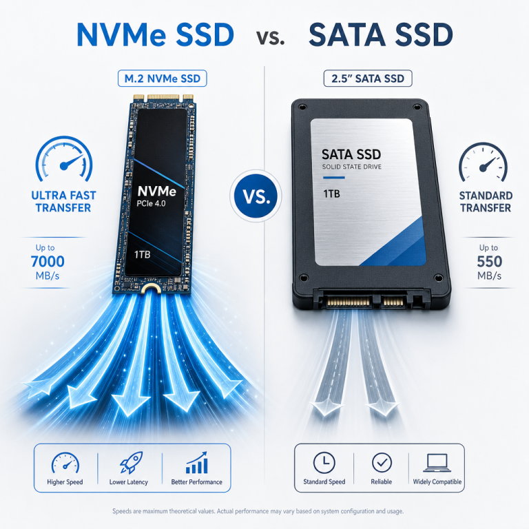 NVMe SSD vs SATA SSD：服务器存储差异与影响