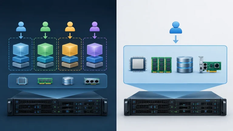 VPS 与独立服务器资源隔离示意图
