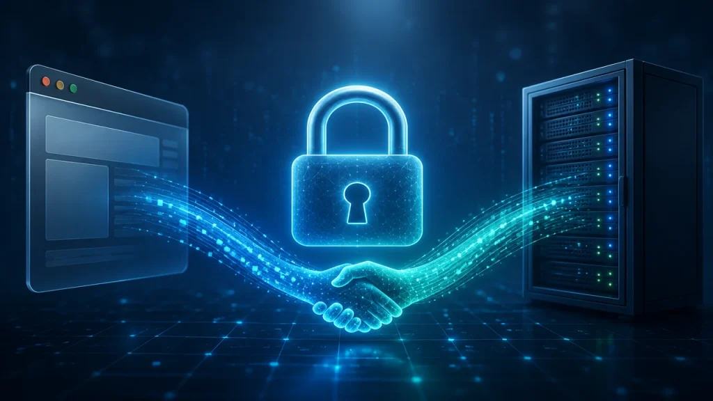 SSL/TLS 握手过程示意图：浏览器与服务器之间建立加密连接