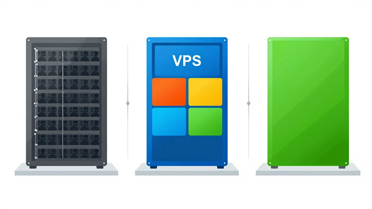 共享主机、VPS、独立服务器三种托管方案对比图