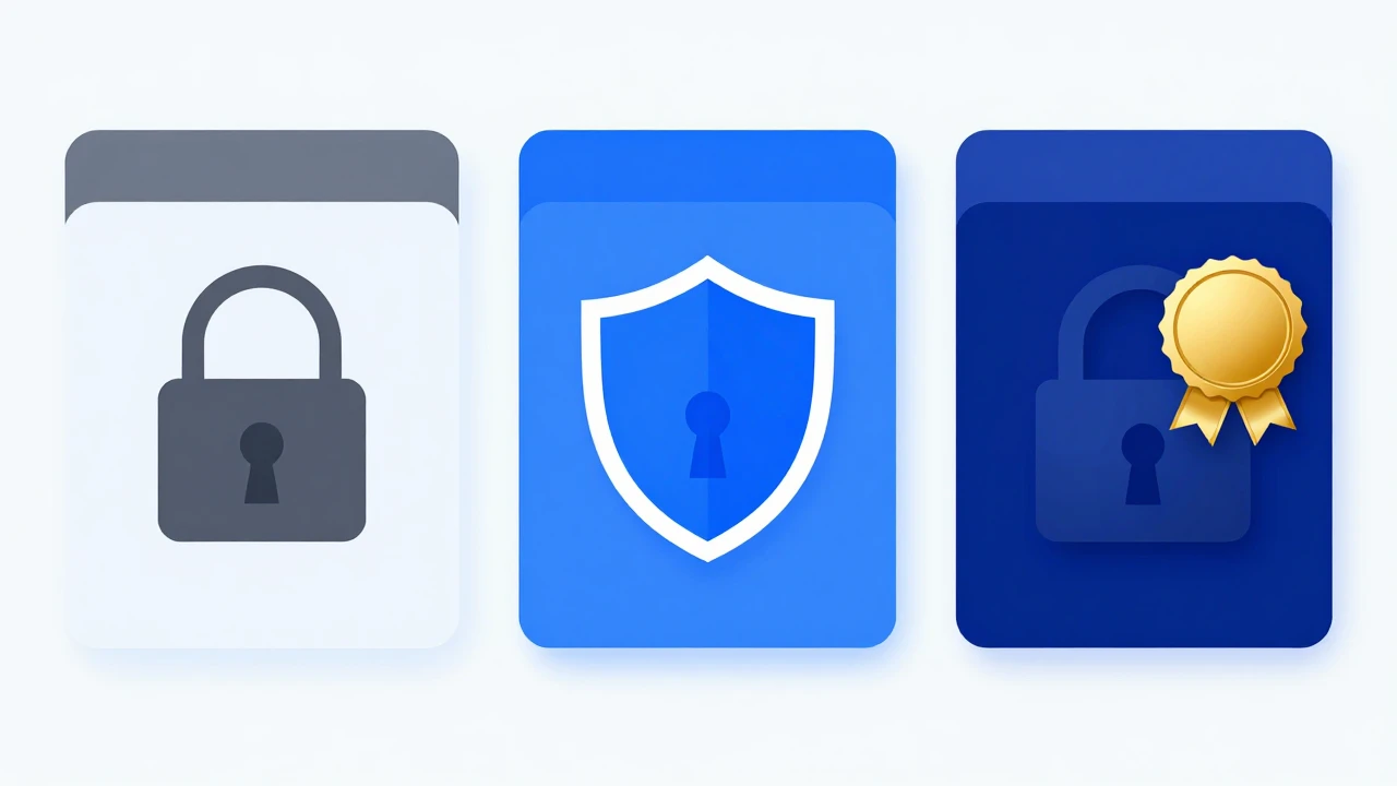 SSL 证书类型对比 三种 SSL 证书类型对比示意图