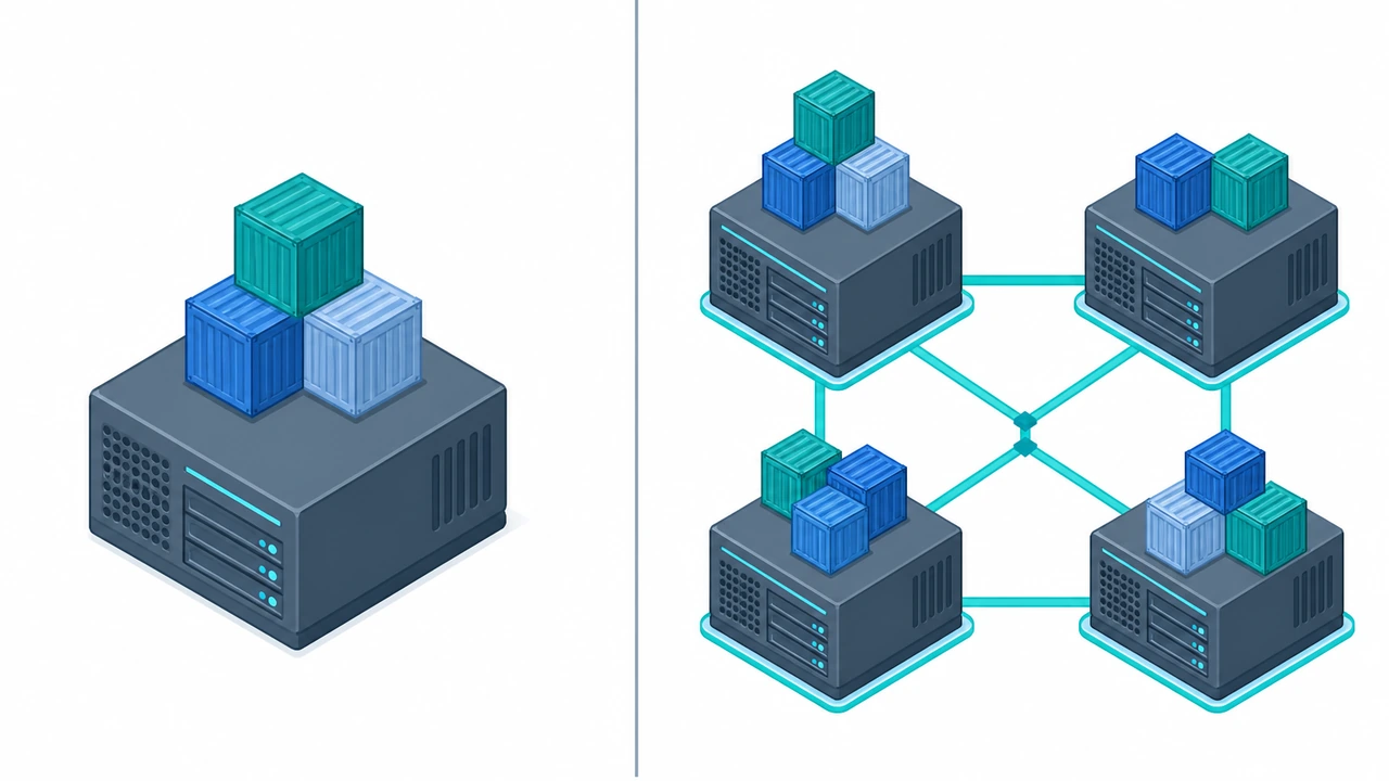 Kubernetes 集群与传统单机部署对比图
