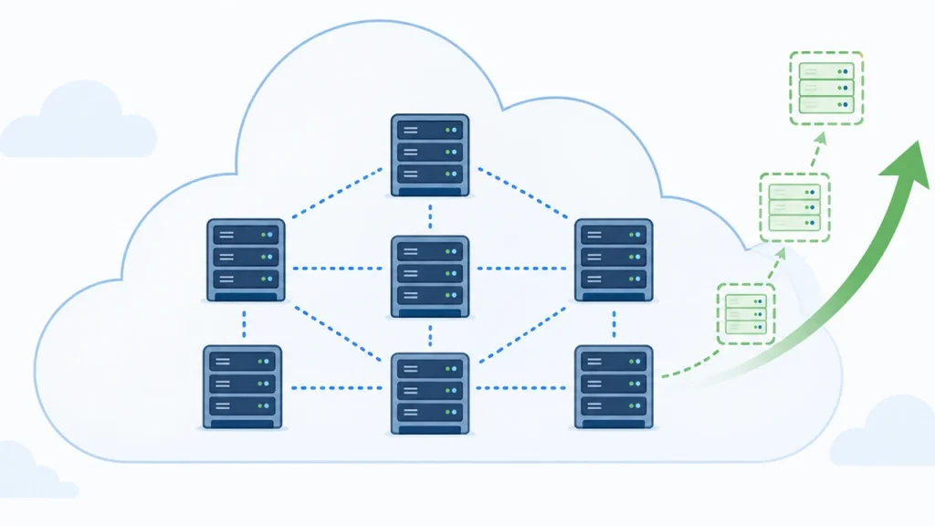 Serverless 数据库概念图：云端自动弹性数据库服务