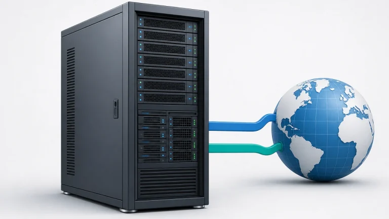 IPv6 双栈部署概念封面：服务器同时通过两条网络通道连接全球互联网