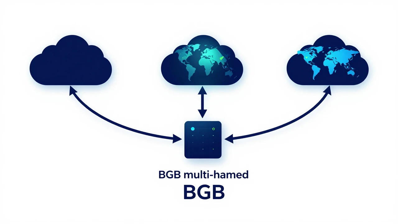 多线 BGP 网络互联与带宽出口示意